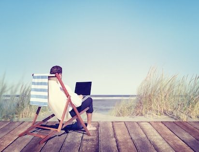Businessman Working by the Beach work-life balance