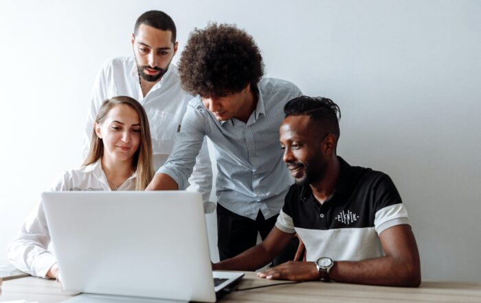 hr consultant working on organizational restructuring with a client